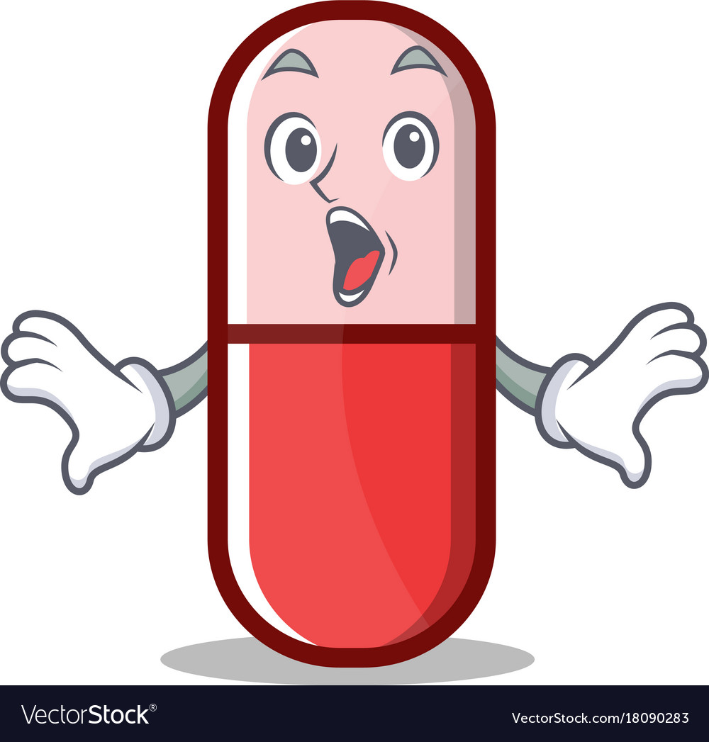 Surprised pill capsule cartoon character Vector Image