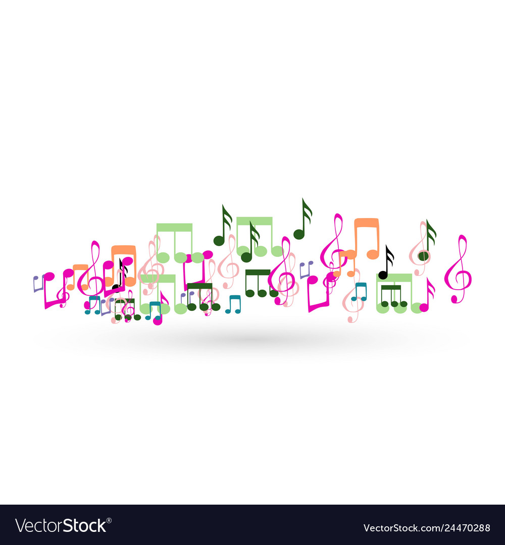 Abstract background with colorful music notes Vector Image