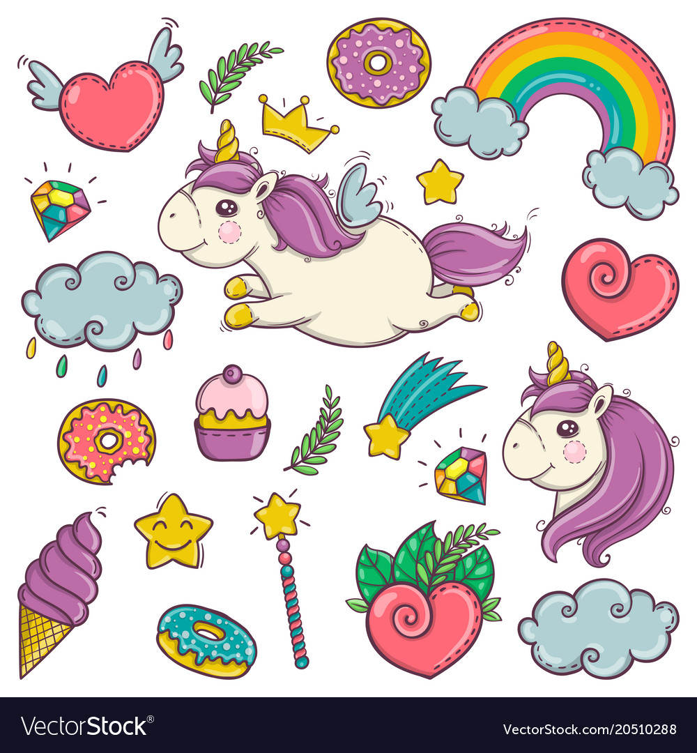 cute set of wonderful magical elements with vector image