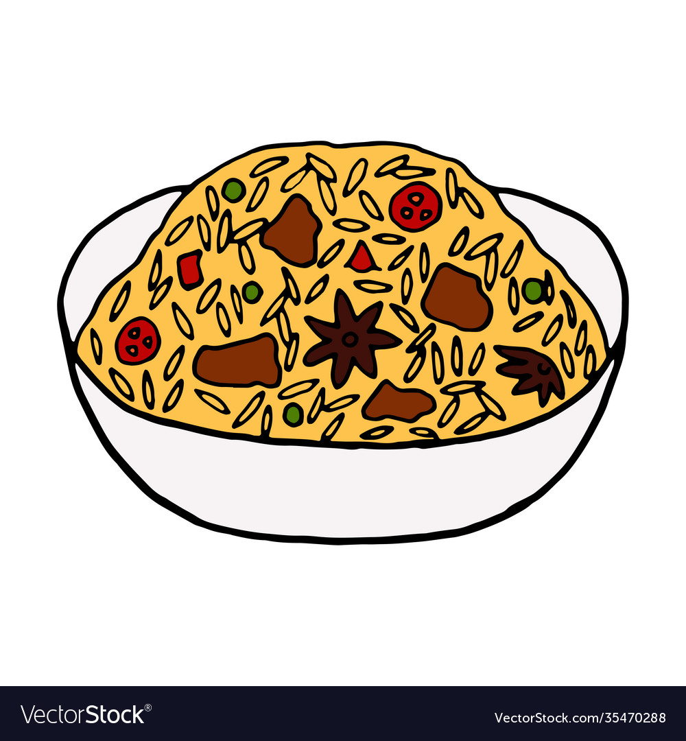 Hand drawn doodle biryani indian cuisine dish Vector Image Hand drawn doodle biryani indian cuisine dish Vector Image