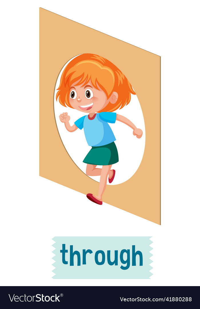 Preposition of place with cartoon girl and a box Vector Image Preposition of place with cartoon girl and a box Vector Image
