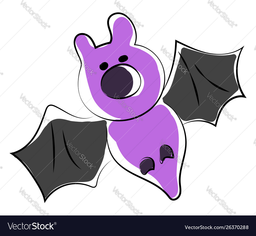 Purple bat on white background