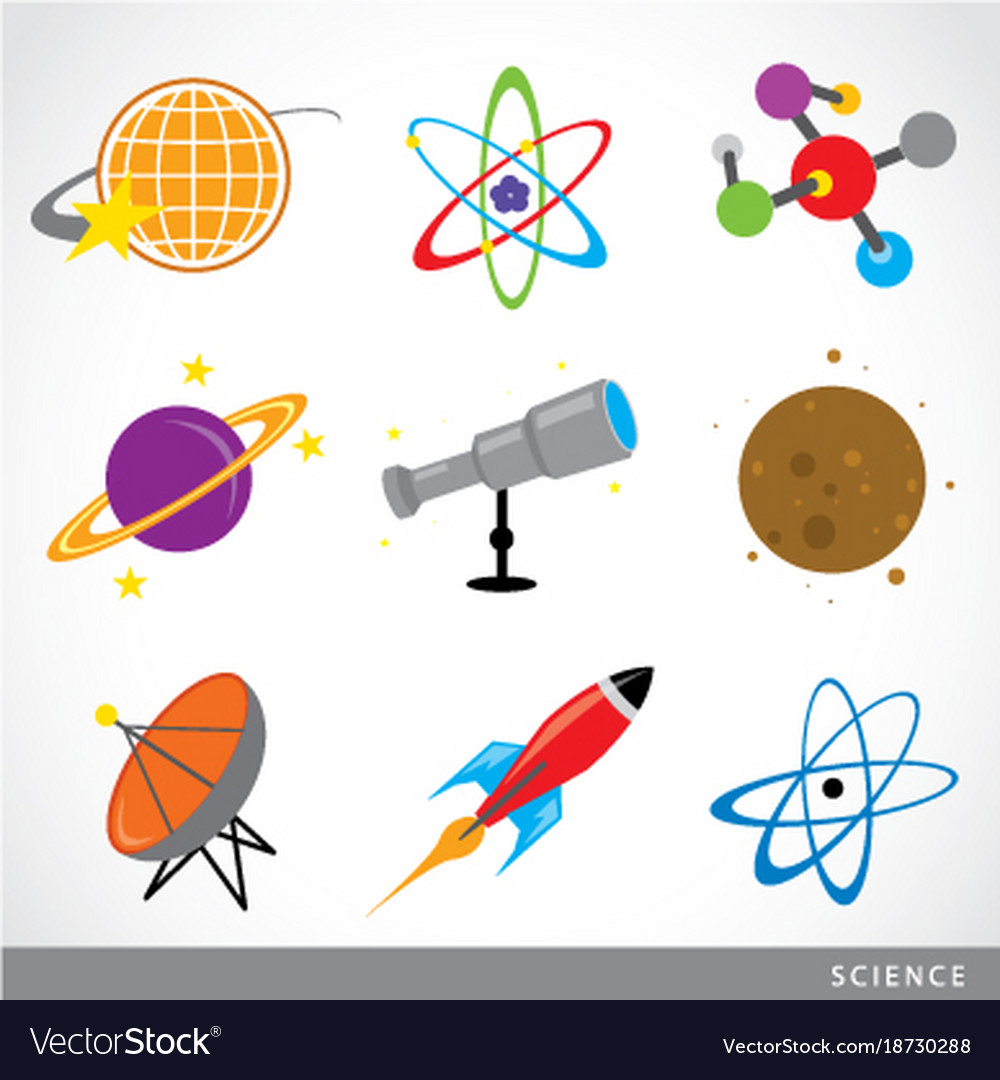 Science Stuff Icon Universe Solar Planet Rocket Vector Image