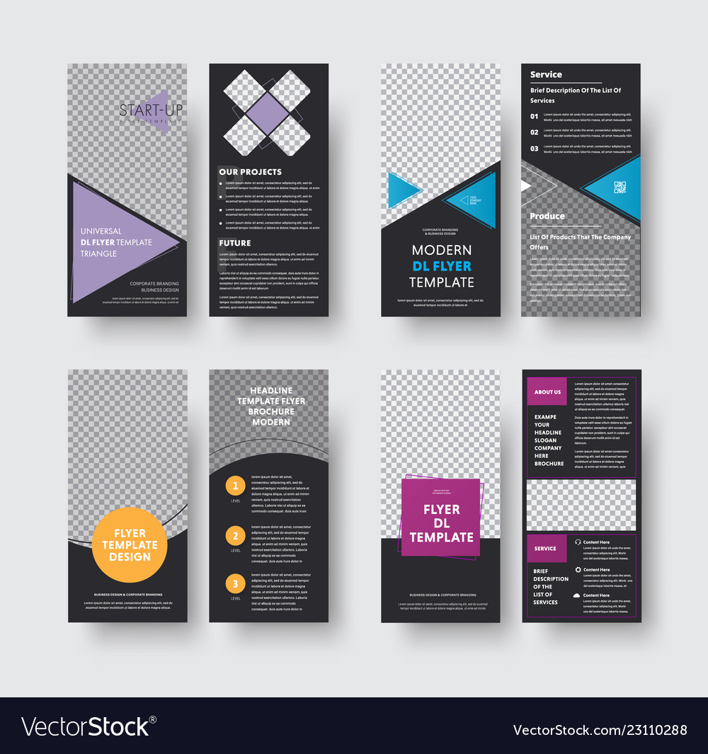 in de tussentijd Ban Verder Set black flyer templates dl format Royalty Free Vector