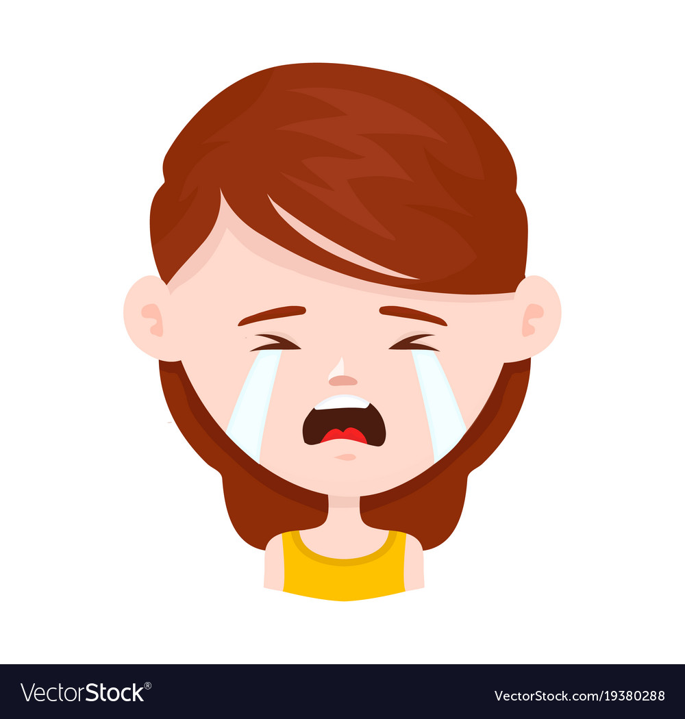 Woman young girl crying flat Royalty Free Vector Image