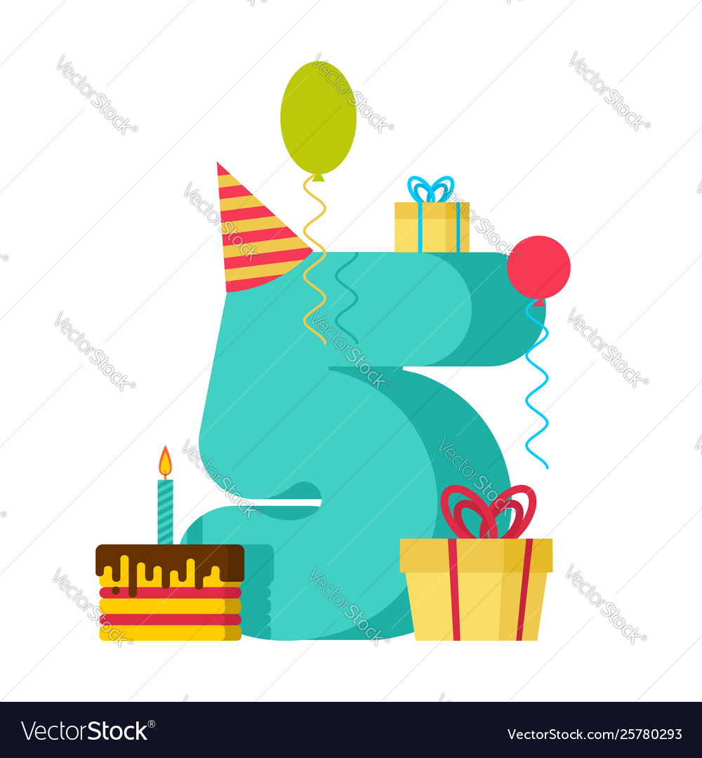 5 year happy birthday greeting card 5th Royalty Free Vector