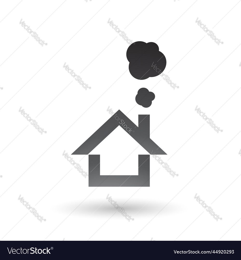 Black house and smoke icon Royalty Free Vector Image