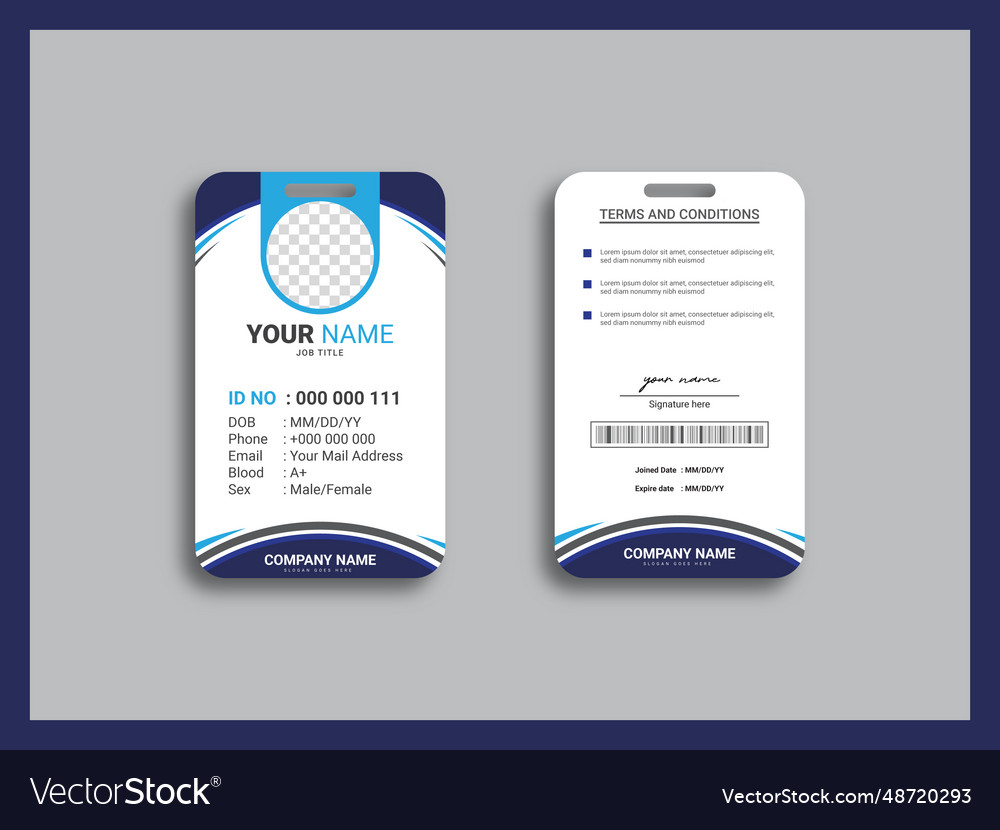 Id Card Template Front And Back Royalty Free Vector Image, 46% OFF