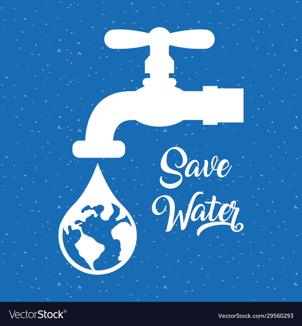 Water day poster with tap and world planet in drop