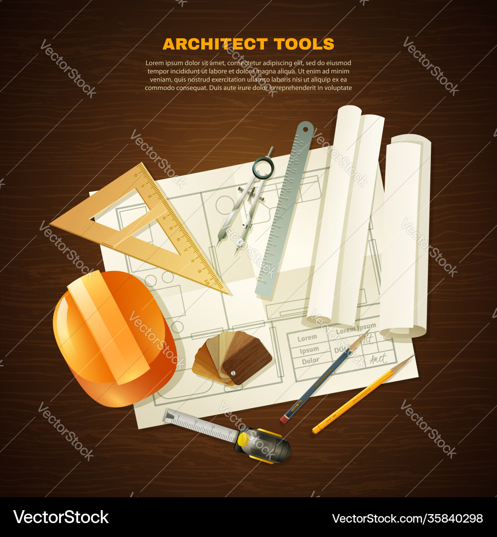 Construction architect tools background Royalty Free Vector