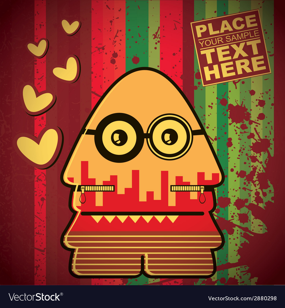 Monster on retro background Royalty Free Vector Image