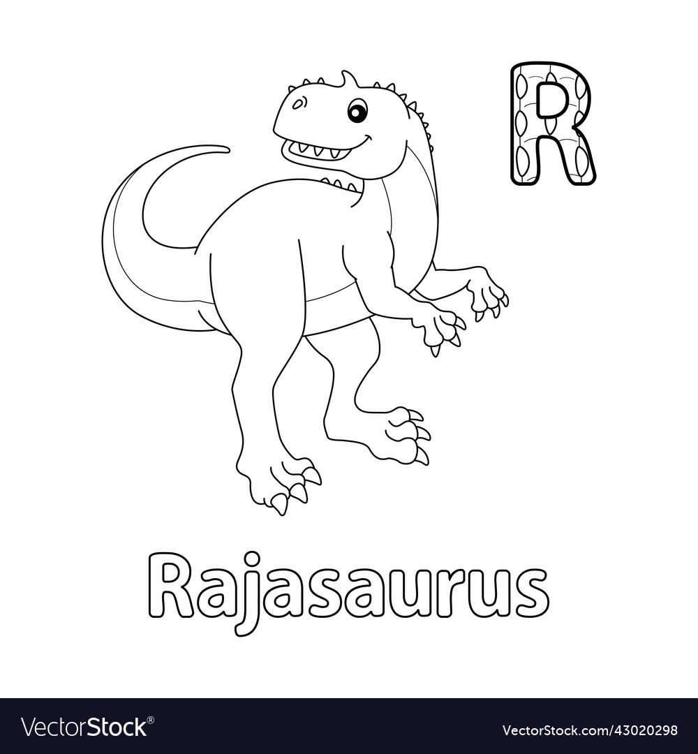 Rajasaurus alphabet dinosaur abc coloring page r Vector Image