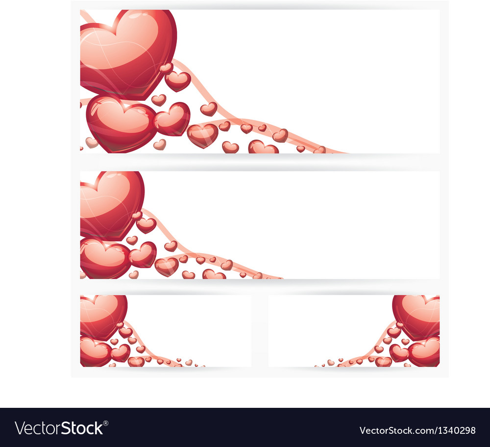 Set of horizontal banners with hearts background Vector Image