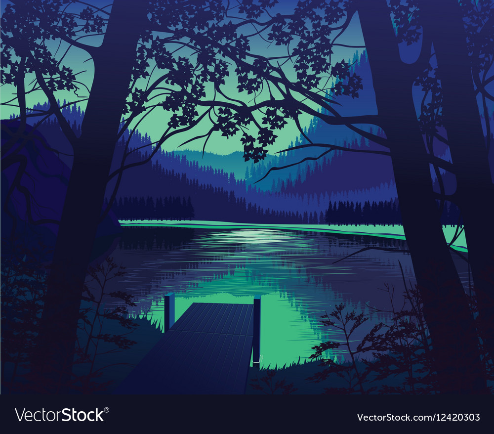 Background Of Landscape With The Wooden Pier Near