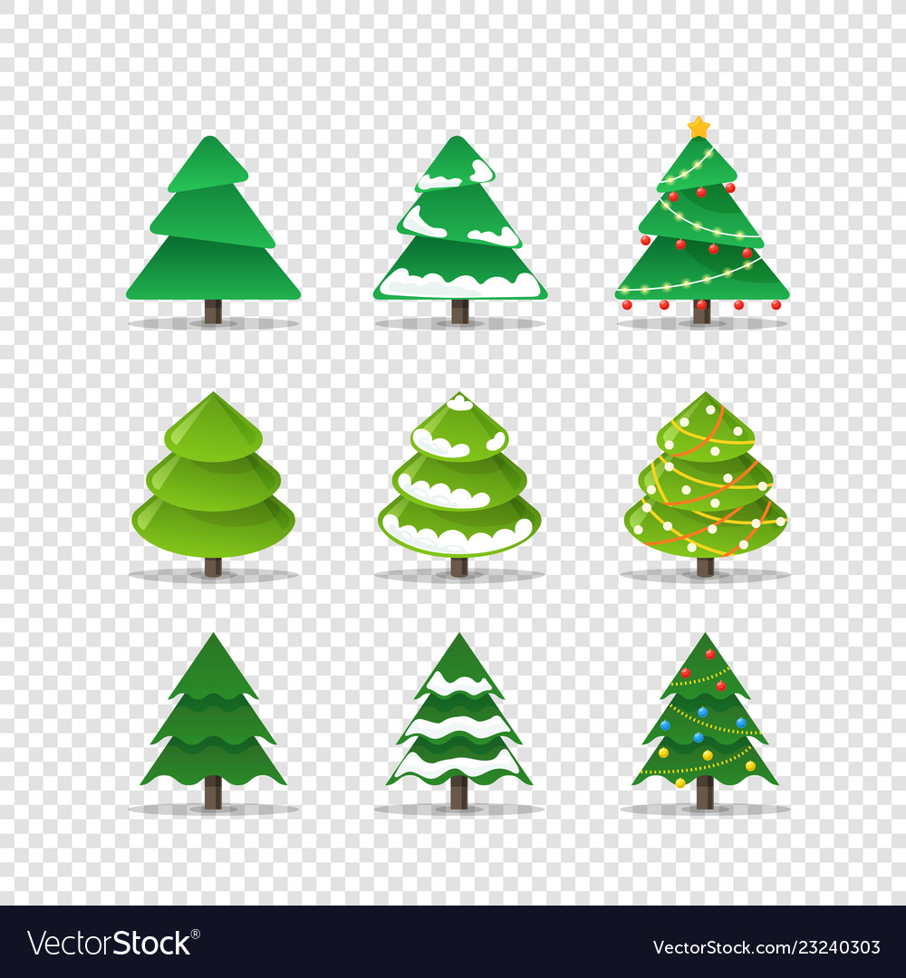 Different christmas trees collection isolated on Vector Image