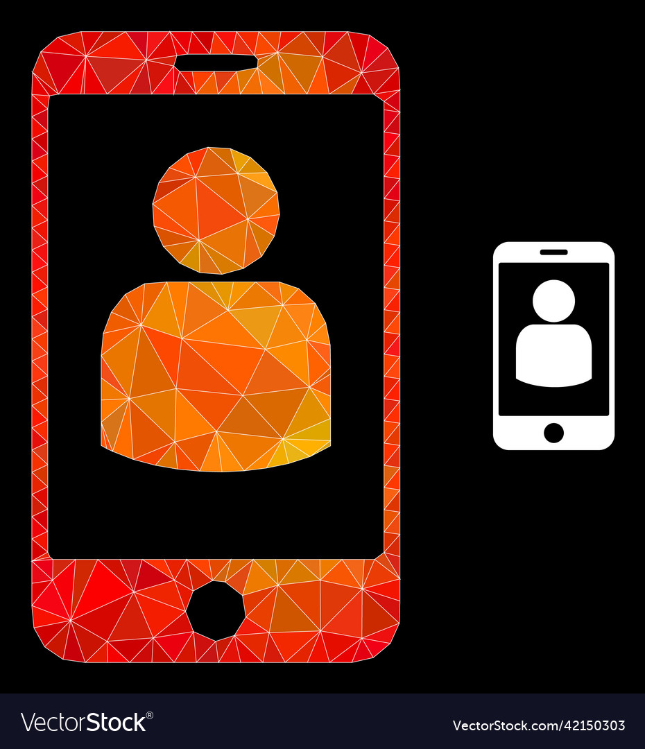 Polygonal smartphone user icon with flame Vector Image