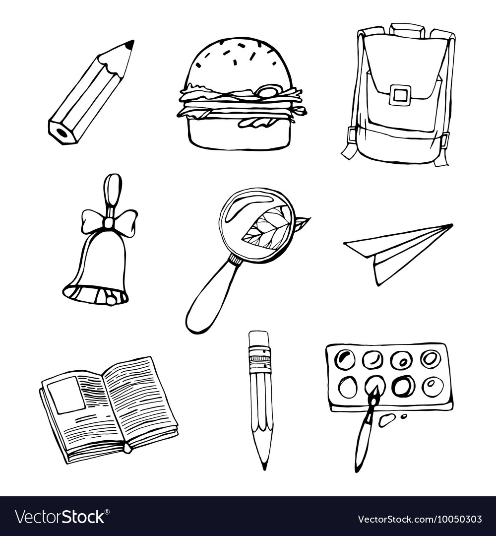 School objects Royalty Free Vector Image - VectorStock