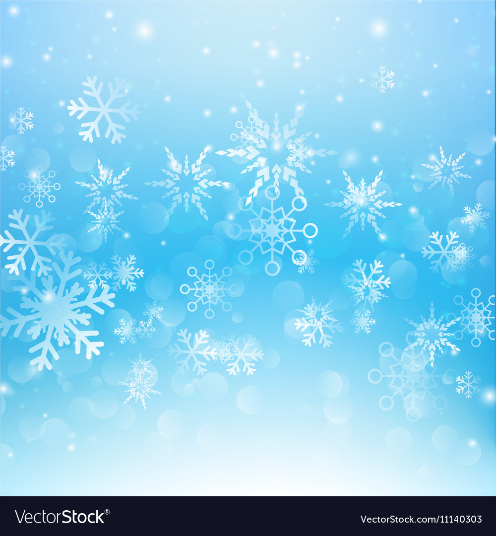 Snow Fall With Bokeh Abstract Blue Background