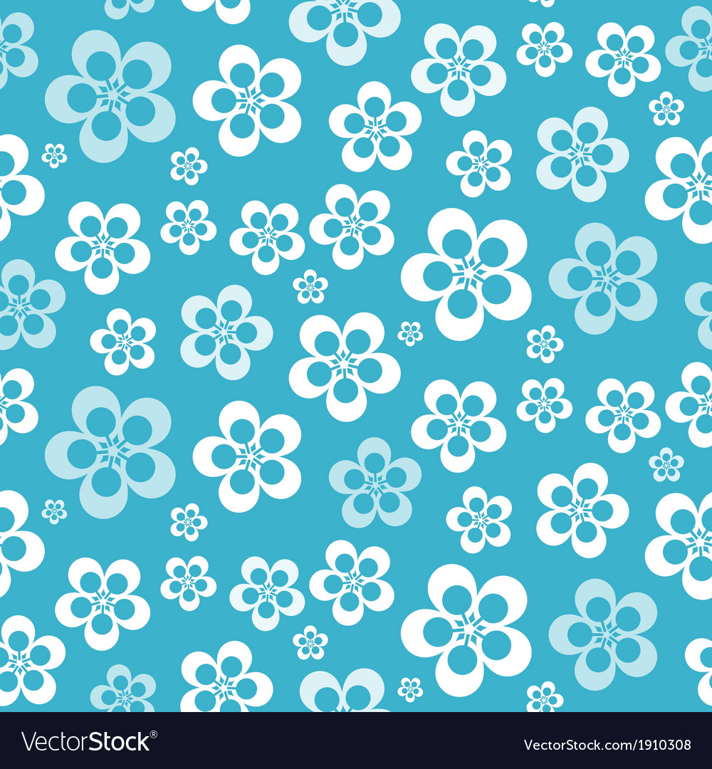 Abstract retro seamless blue flower pattern