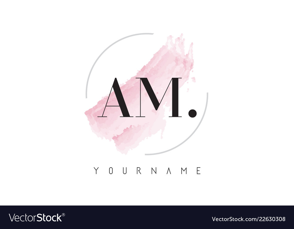 Am watercolor letter logo design with circular