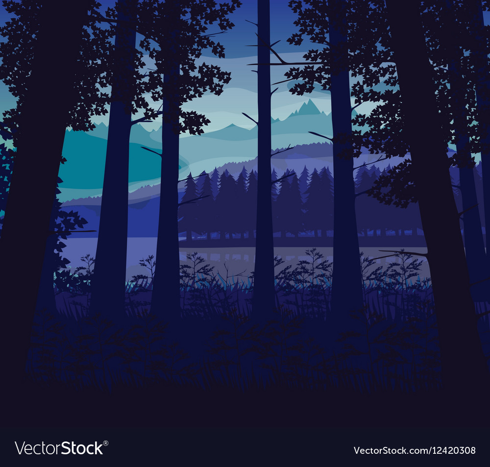 Background landscape with river deep forest and Vector Image