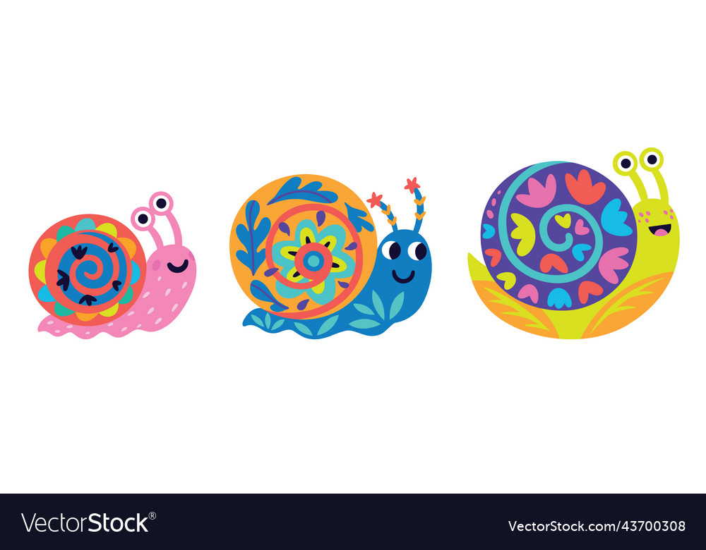 Cute cartoon snails Royalty Free Vector Image - VectorStock