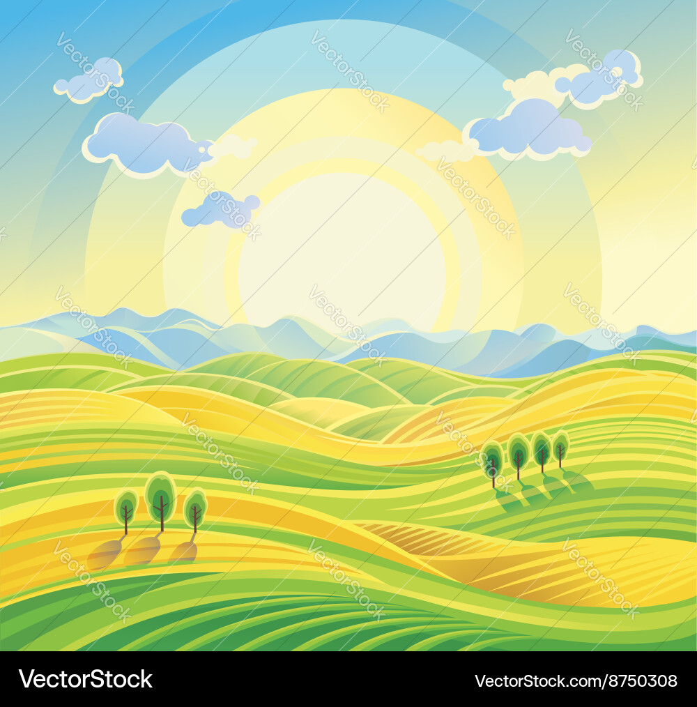Farming landscape Royalty Free Vector Image - VectorStock