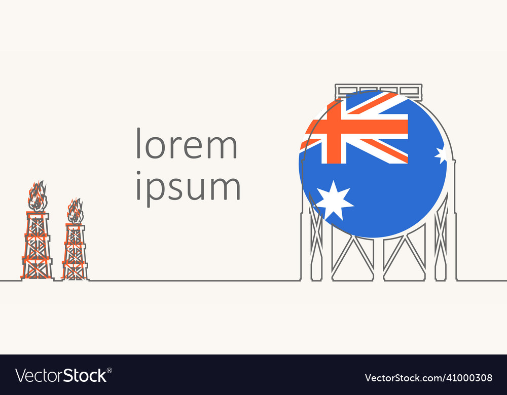 Gas storage tank with flag of australia Royalty Free Vector