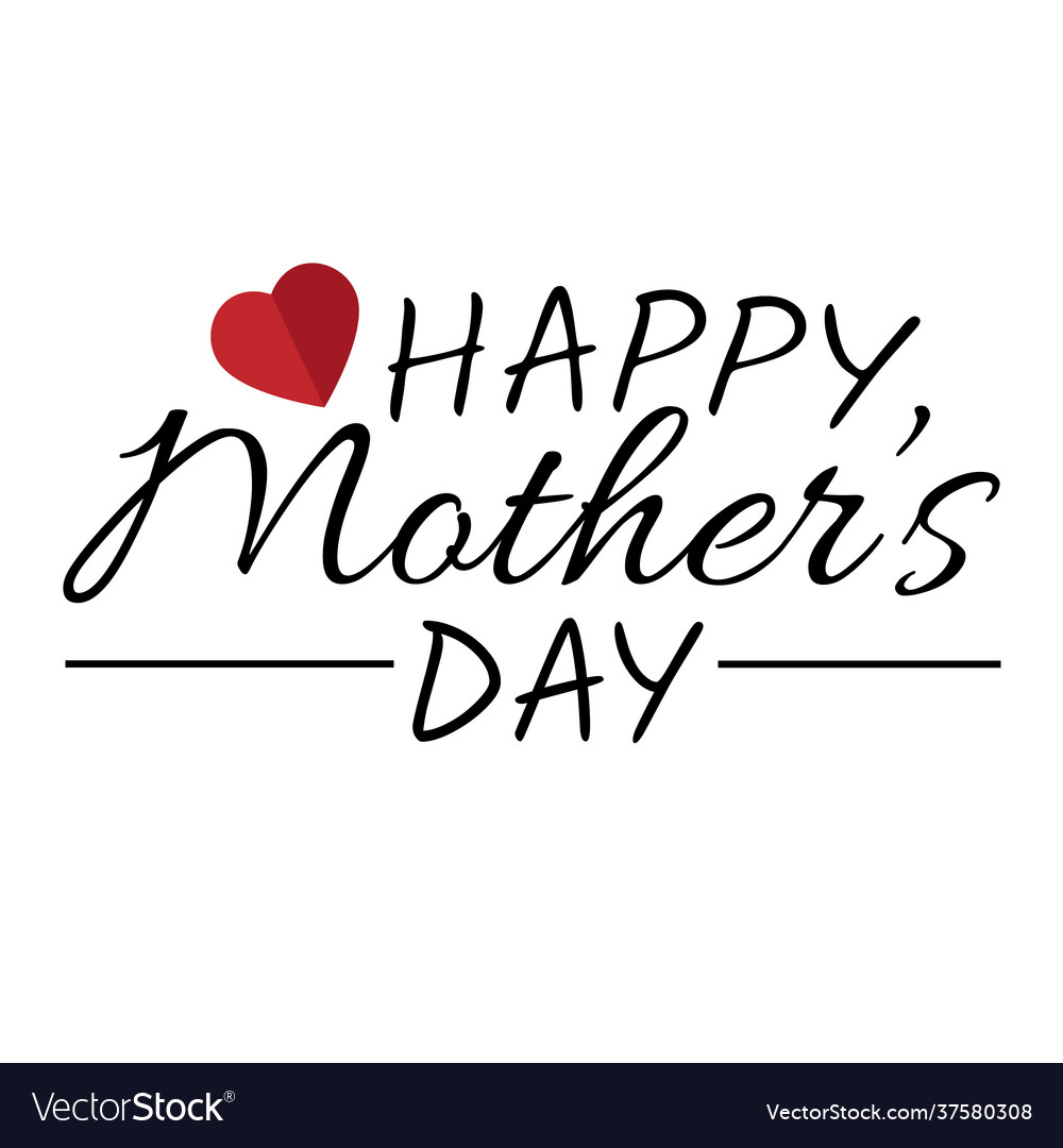 Happy mothers day text with reed heart Royalty Free Vector