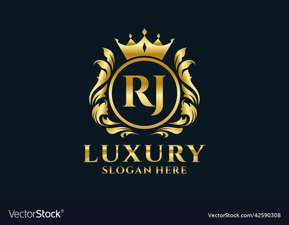 Initial rj letter royal luxury logo template Vector Image