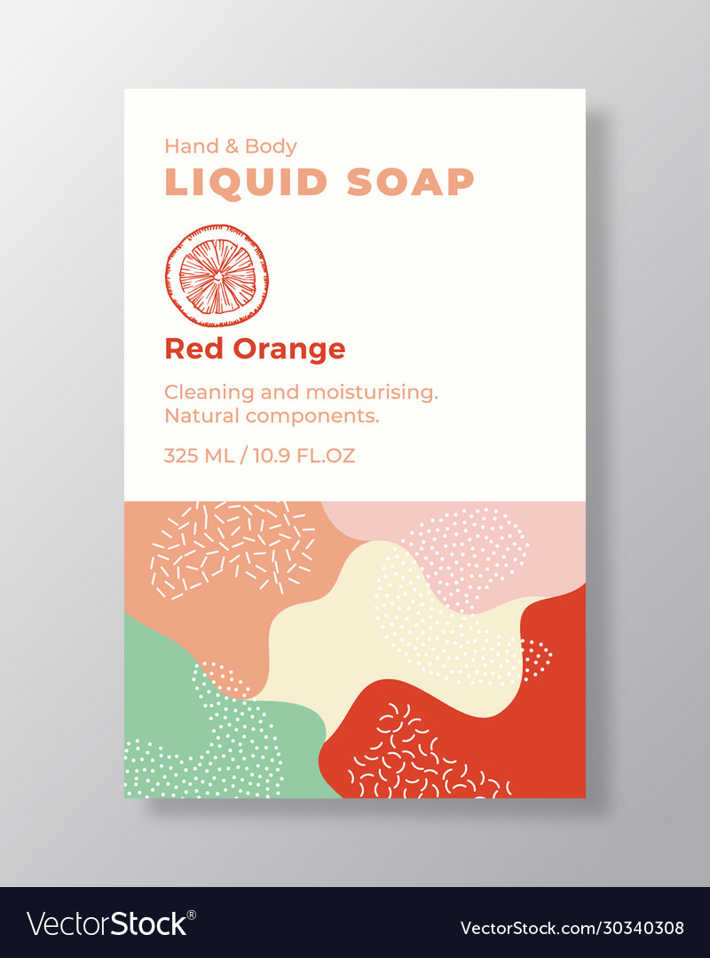 Liquid soap package label template abstract Vector Image