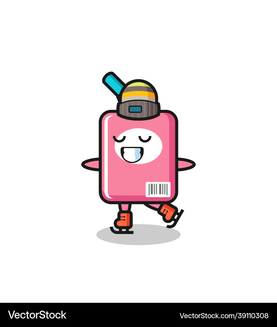 Milk box cartoon as an ice skating player doing Vector Image