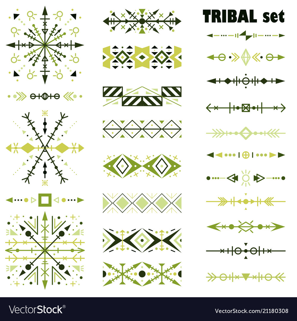 Set of design elements in tribal style Royalty Free Vector