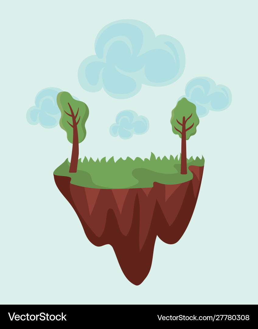 Tree plants with background landscape Royalty Free Vector