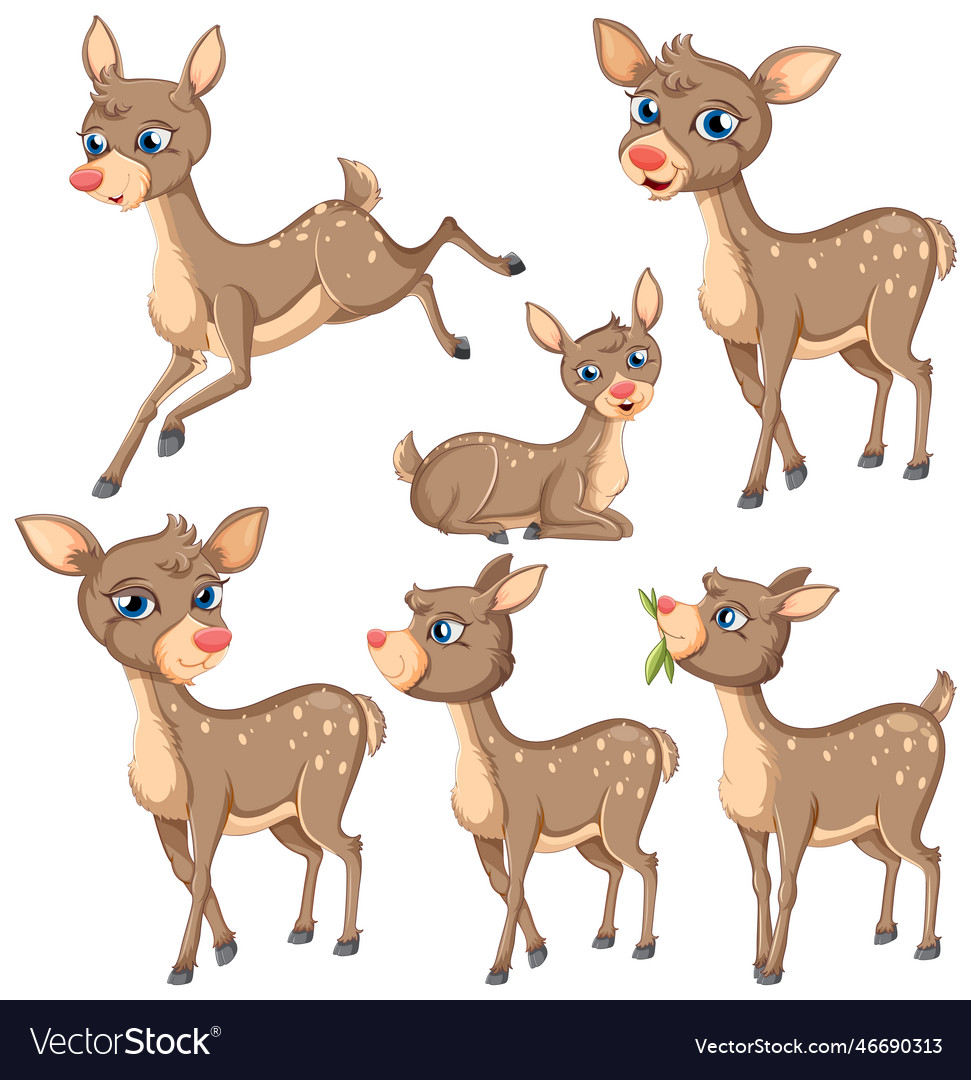 Collection Of Cartoon Deer Characters Royalty Free Vector