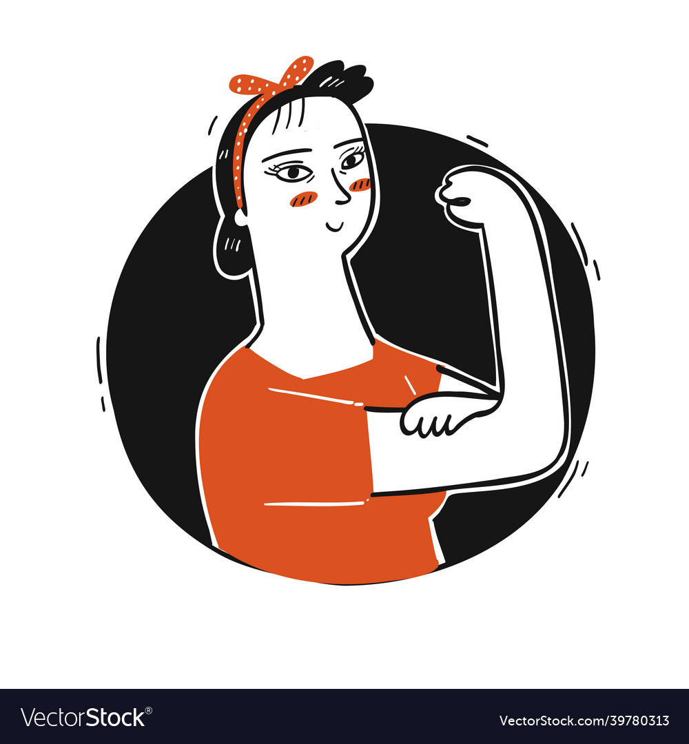 Hand drawn a woman doing a strong post vector image Hand drawn a woman doing a strong post