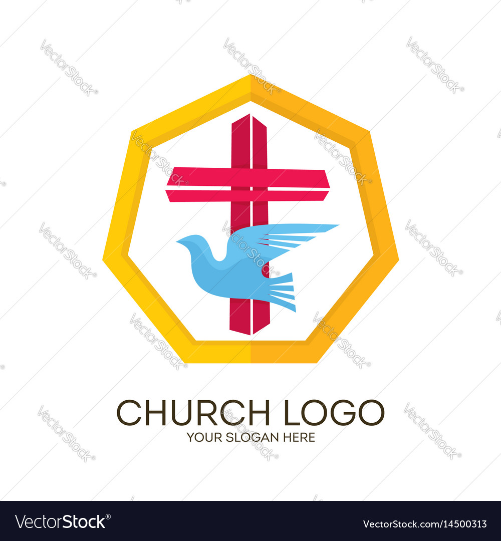 Jesus cross and dove the holy spirit Royalty Free Vector