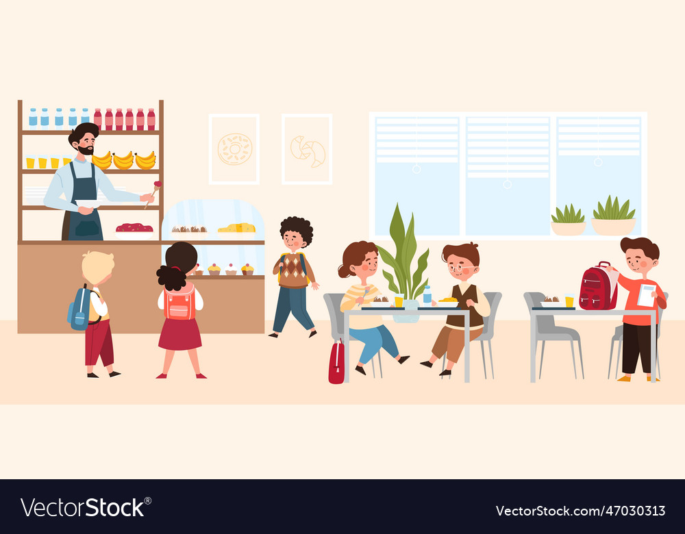 School cafeteria concept Royalty Free Vector Image