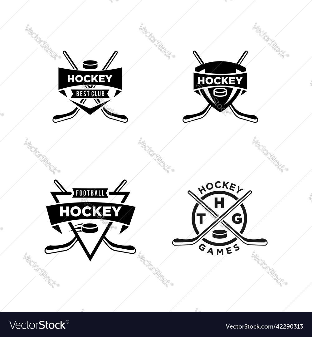 Set collection hockey ice team logo icon design Vector Image