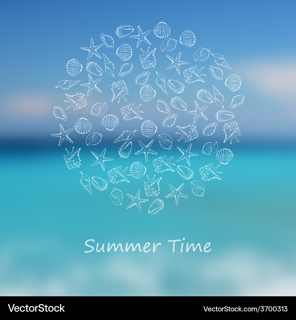 Shells and starfish background Royalty Free Vector Image