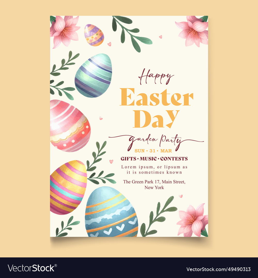 Watercolor easter poster template Royalty Free Vector Image