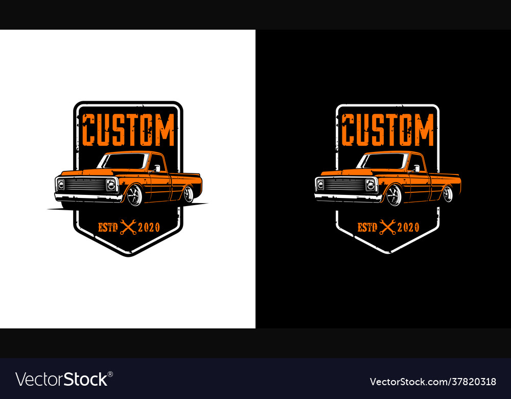 Classic pickup logo template vector image Classic pickup logo template