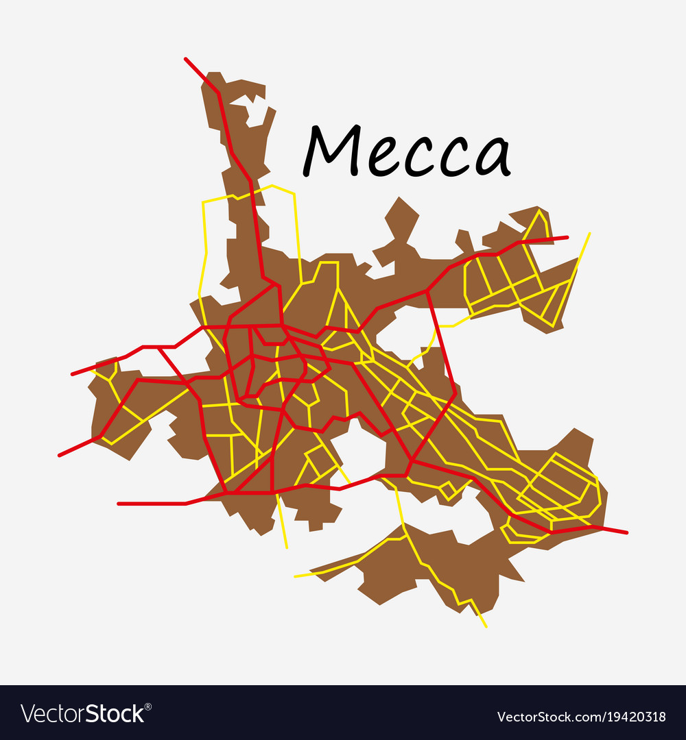 Mecca map saudi arabia flat Royalty Free Vector Image