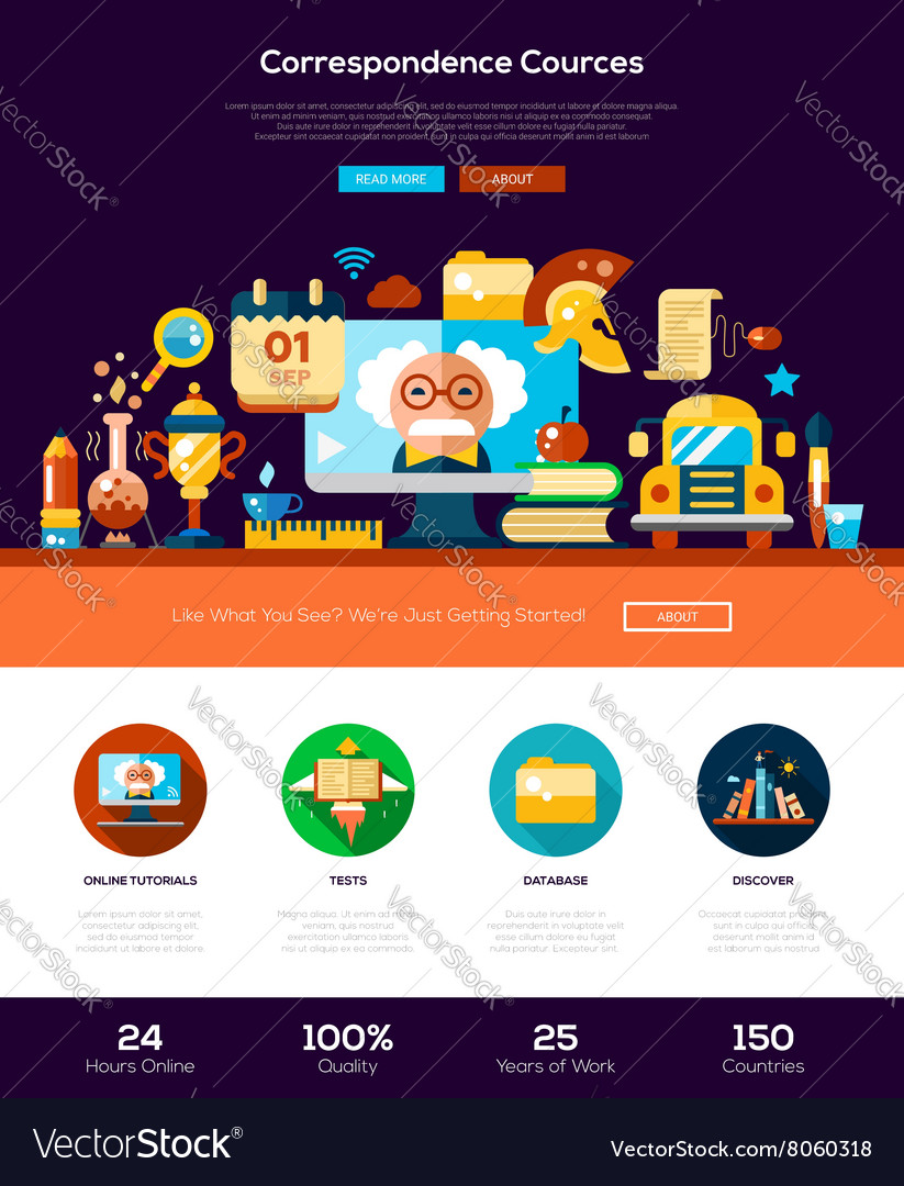 Scool Education Website Header Banner With Vector Image