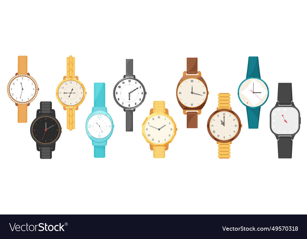 Wrist watches set wristwatch with luxury gold Vector Image