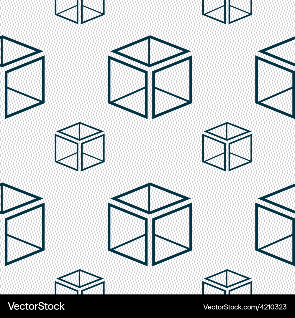3d cube icon sign seamless pattern with geometric Vector Image