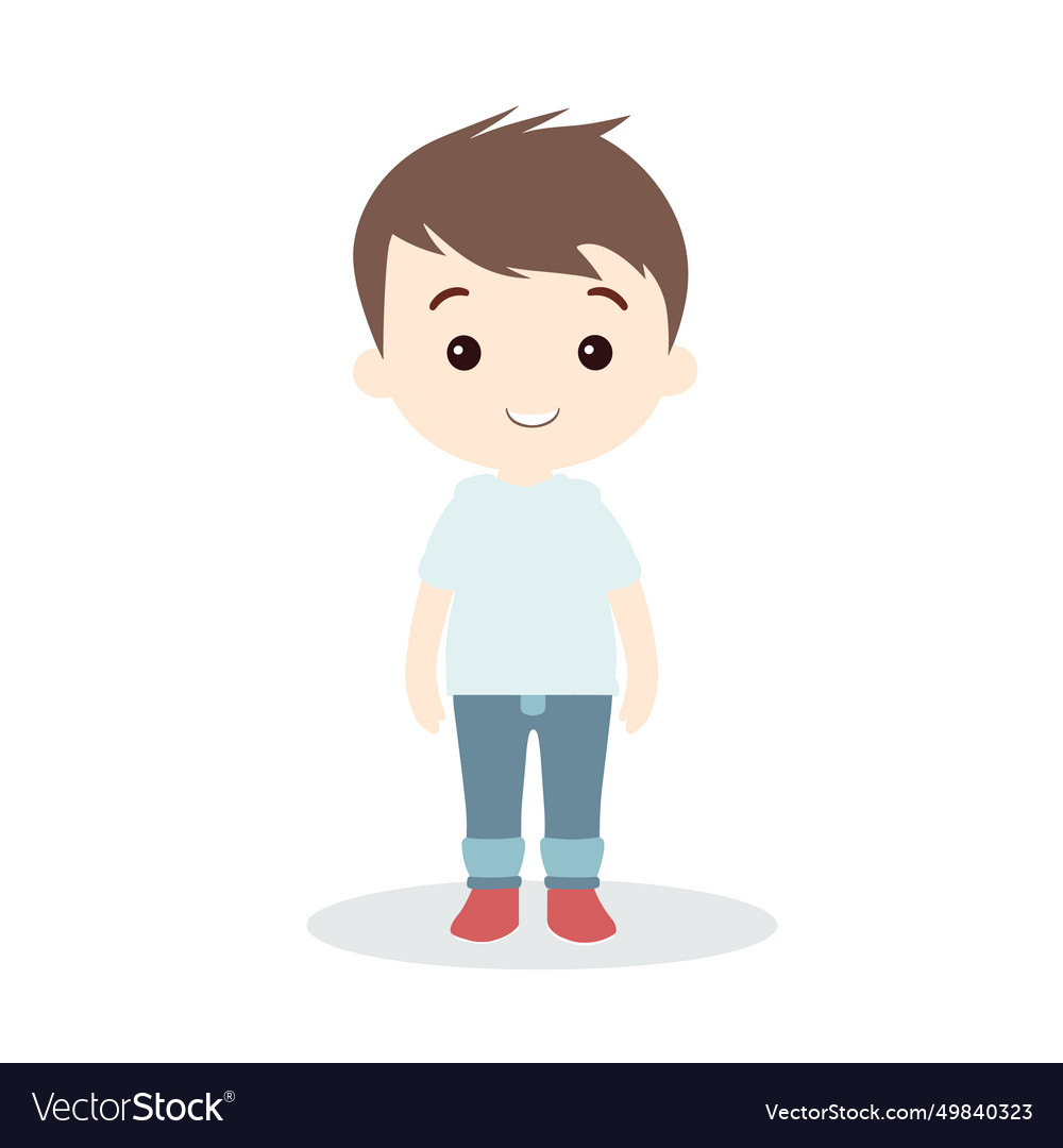 A Smiling Cartoon Boy Stands Happily In Casual Vector Image