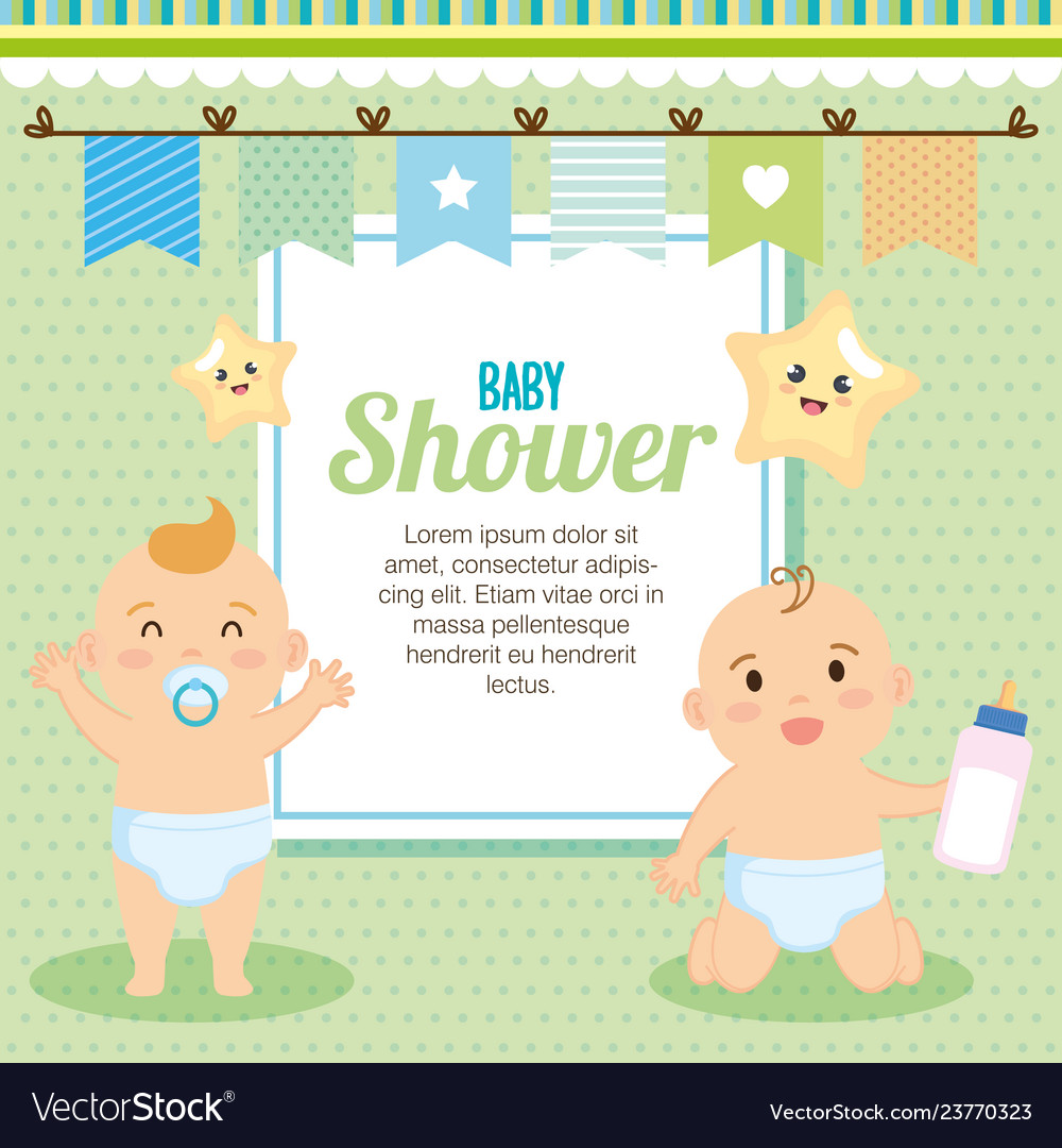 Little babies shower card Royalty Free Vector Image