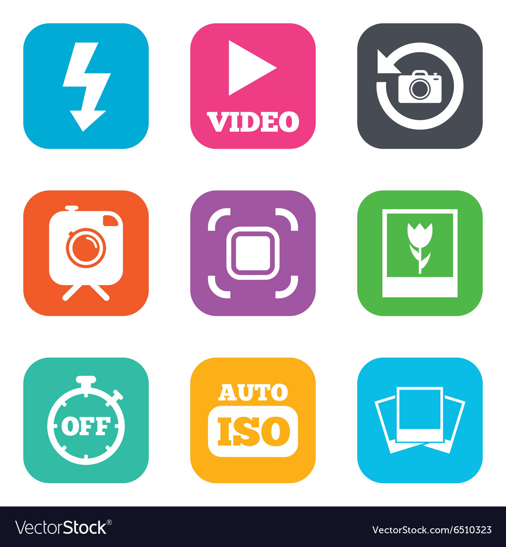 Photo video icons camera photos and frame Vector Image