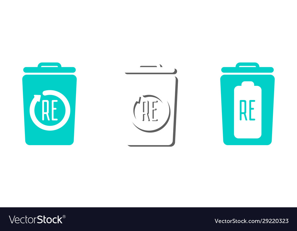 Zero waste logo concept recycle batteries icon Vector Image